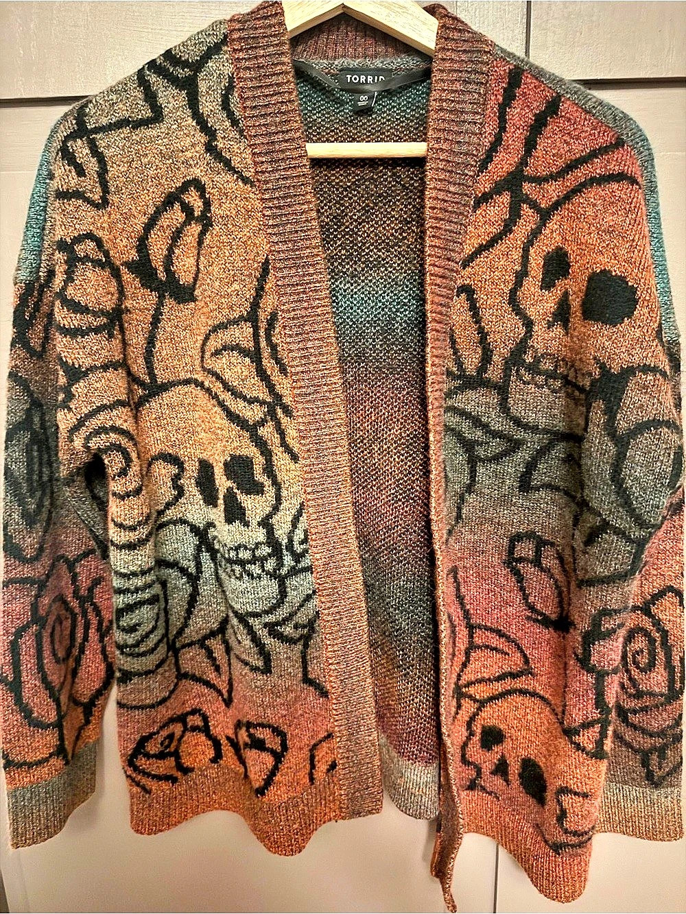 Torrid Space Dye Oversize Open Front Skull Cardigan Skull Cardigan Size 00